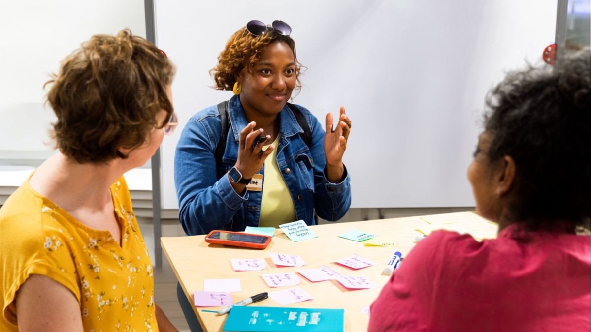 A one-on-one career strategy session at a worktable